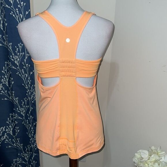 Lululemon Tone It Tank Creamsicle Pop Mesh Panels Pockets sz 6 - Picture 3 of 6